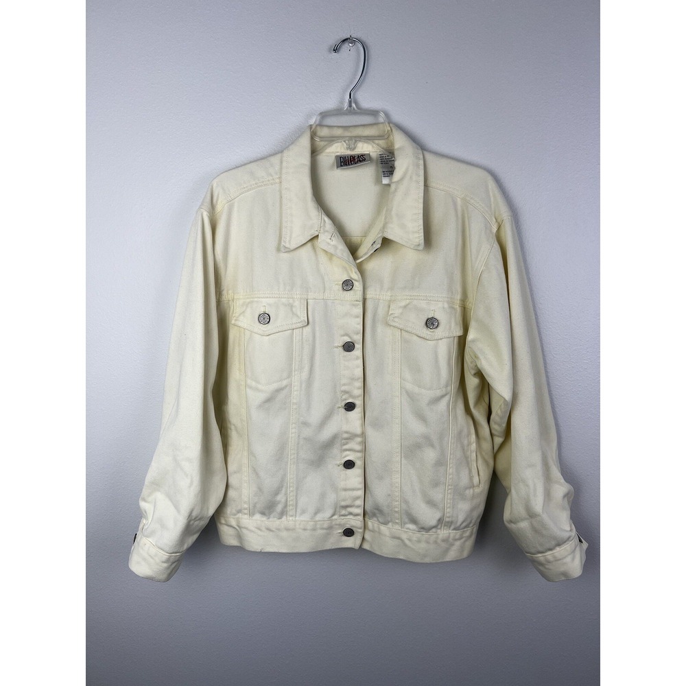 Vintage Bill Blass Jeanswear Yellow Denim Jean Jacket Sz PL Jean Button Petite